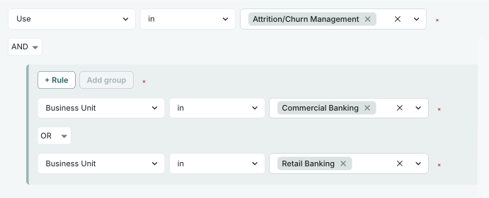 A rule AND a group of OR rules