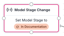 A screenshot showing an example Model Stage Change step