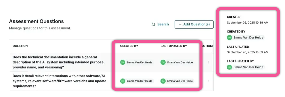 A screenshot of the audit fields in the document checker.