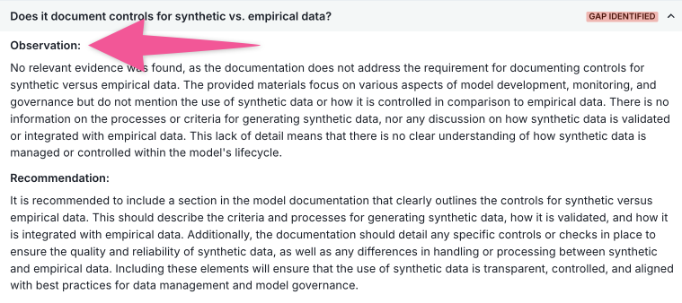 A screenshot of the document checker results heading that has been is updated from 'Finding' to 'Observation'.