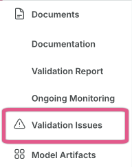 A screenshot of the artifacts (formerly findings) section.